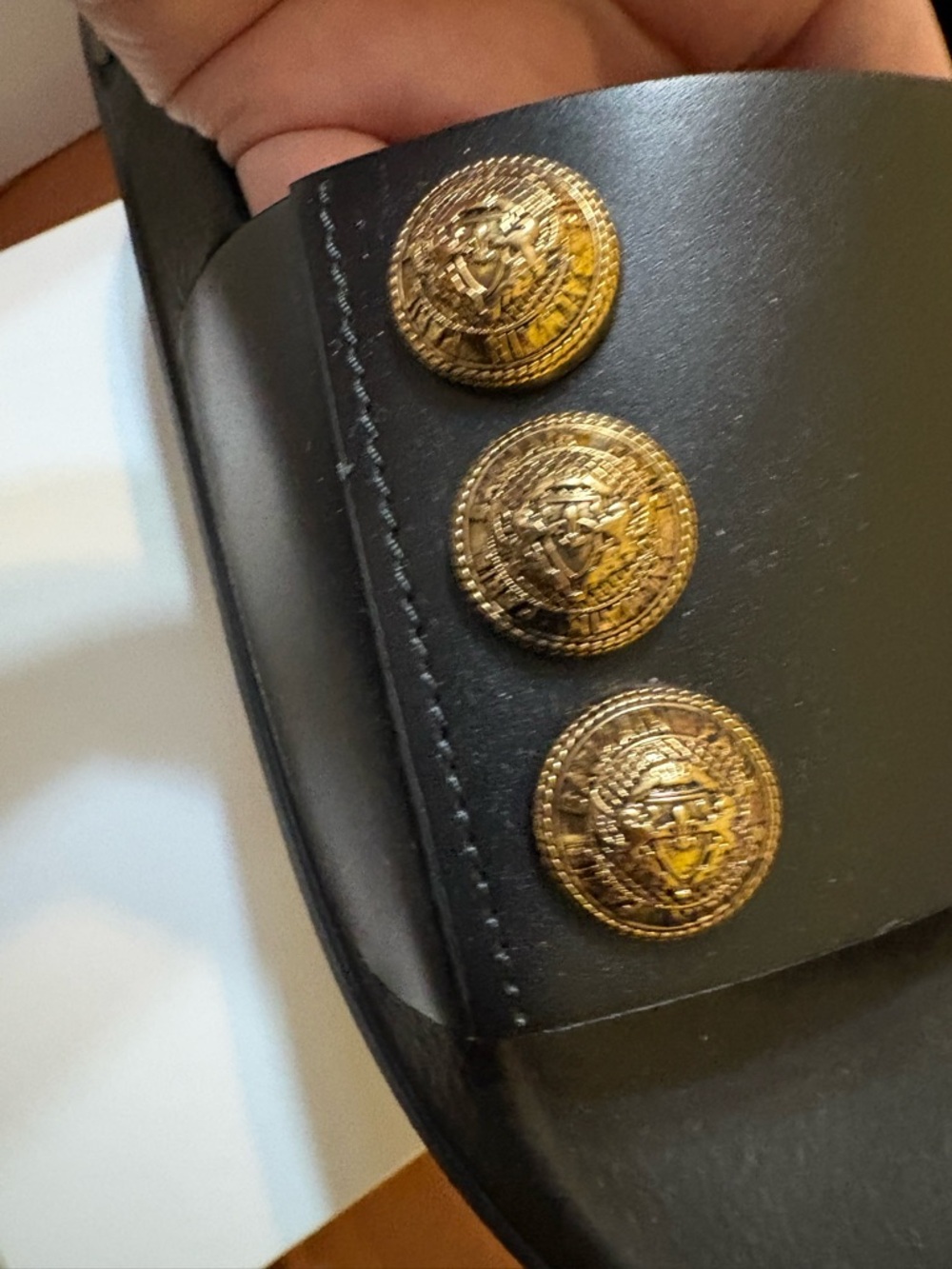 Balmain Matte Black Logo Slide Sandals - Picture 2 of 6